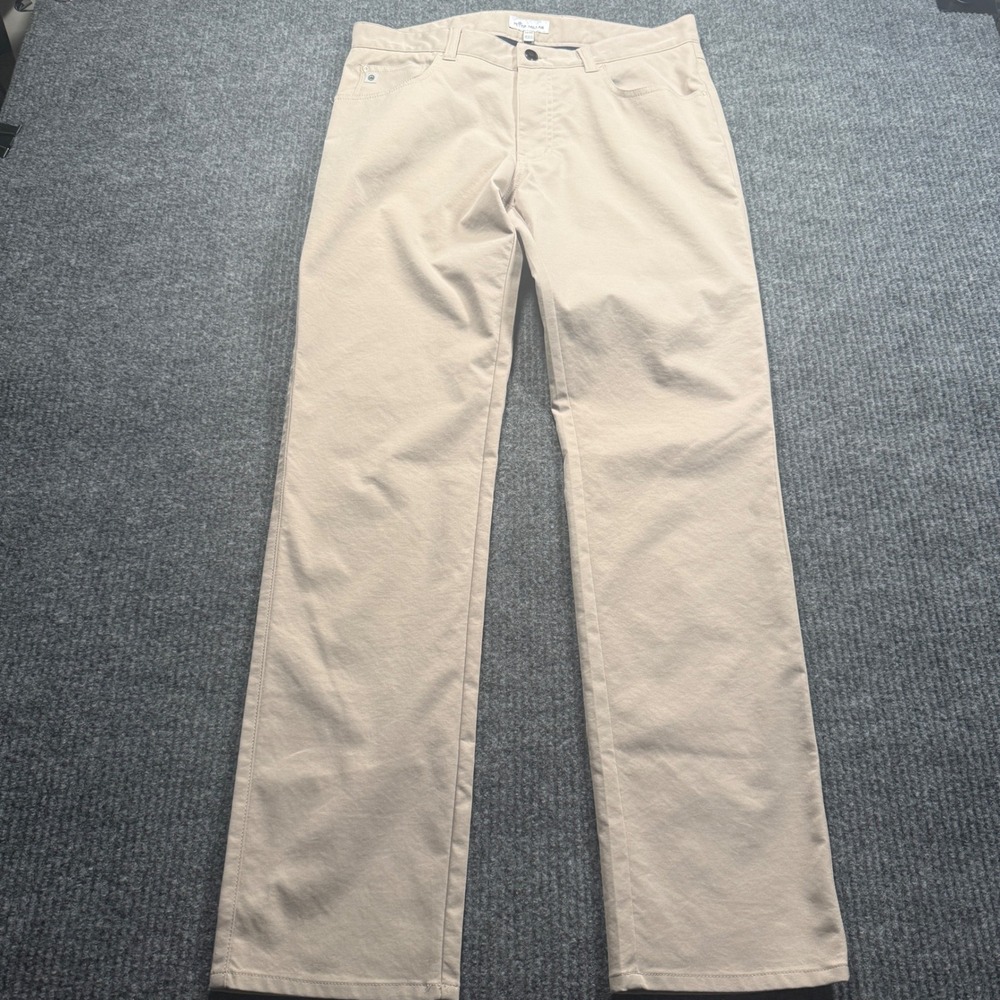 Peter Millar Performance Pants Mens 32x32 Tan Khaki Golf Preppy Stretch Casual